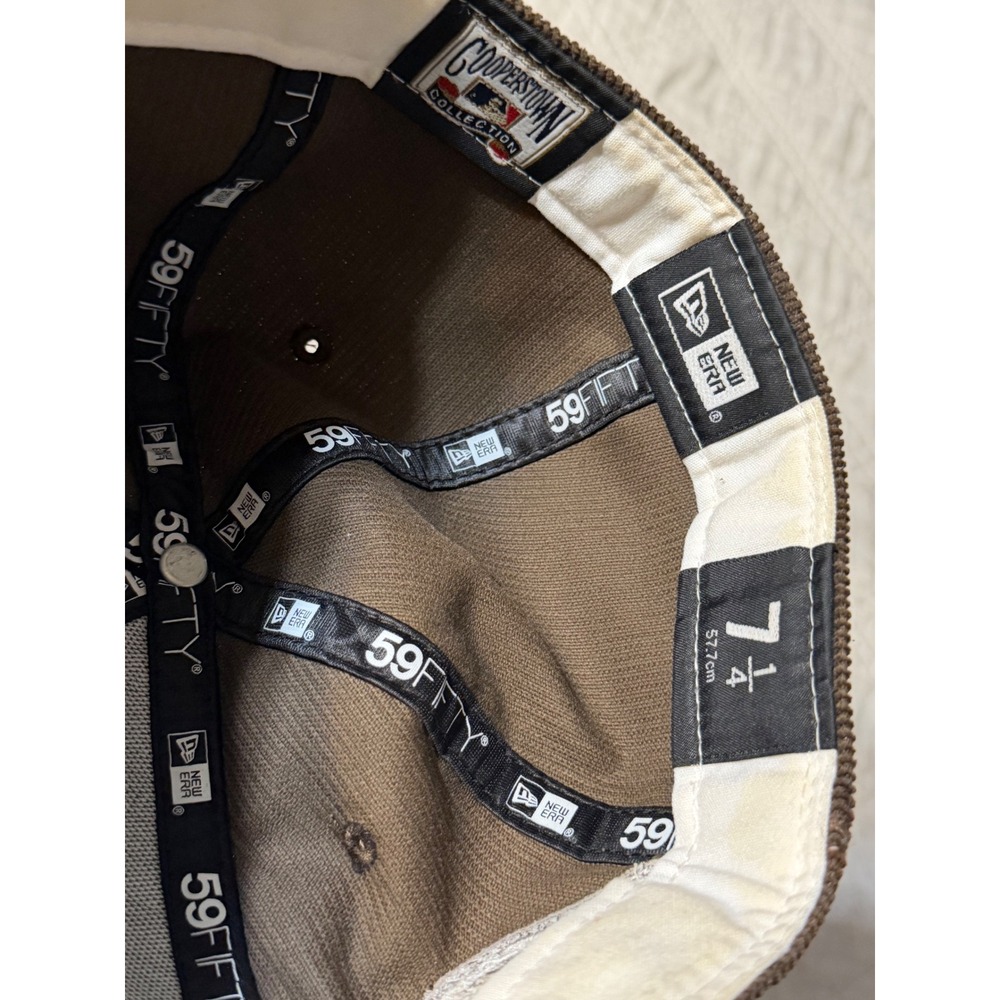 New Era Fitted Hat corduroy Brown Texas Rangers Men 7 1/4 Arlington Stadium Cap - Picture 7 of 10